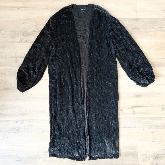 Retrofete black sequin duster jacket / midi wrap dress - Small - Picture 4 of 8